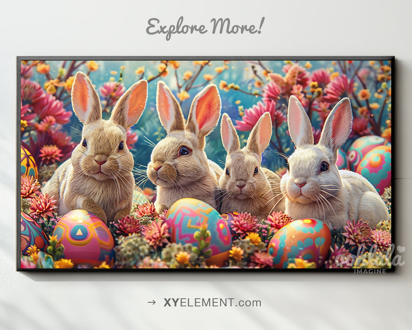 Easter Bunny Easter Egg Floral Frame TV Art