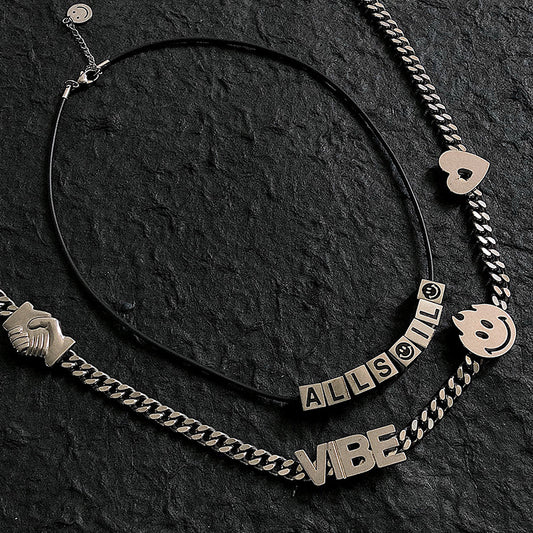 VIBE Heart Smiles Stainless Steel Necklace KPOP TikTok Style