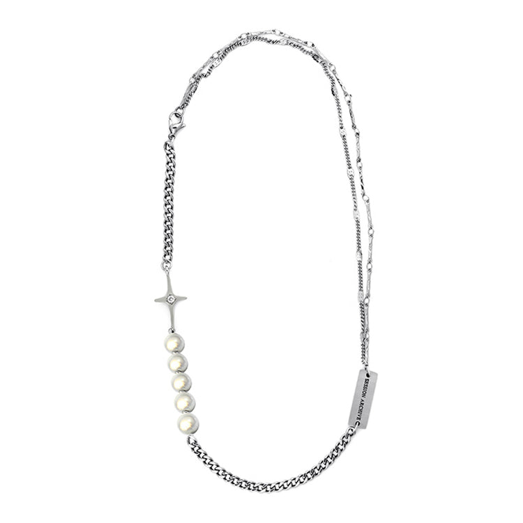 Mini Cross and Pearl Stainless Steel Necklace KPOP TikTok Style