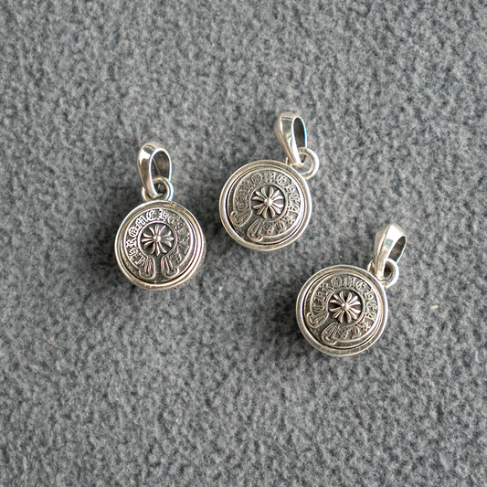 2-sided Rotatable CH Elements Silver Pendant