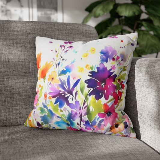 Watercolor Wildflowers Throw Pillow cover (5)