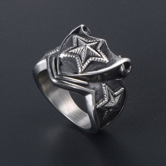 Stainless Steel Depp Star Shield Ring