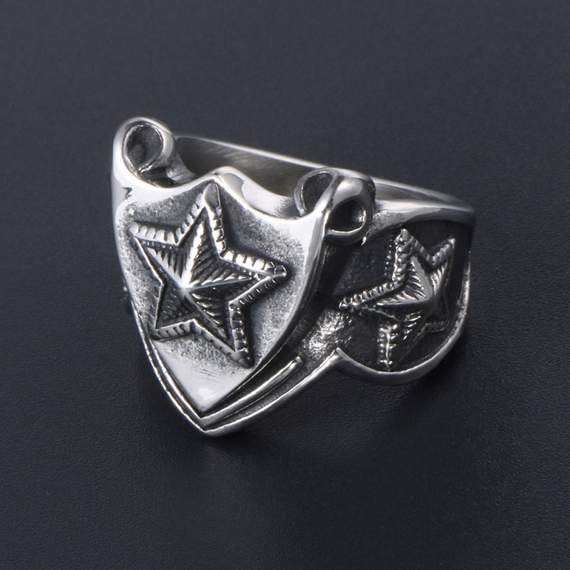 Stainless Steel Depp Star Shield Ring