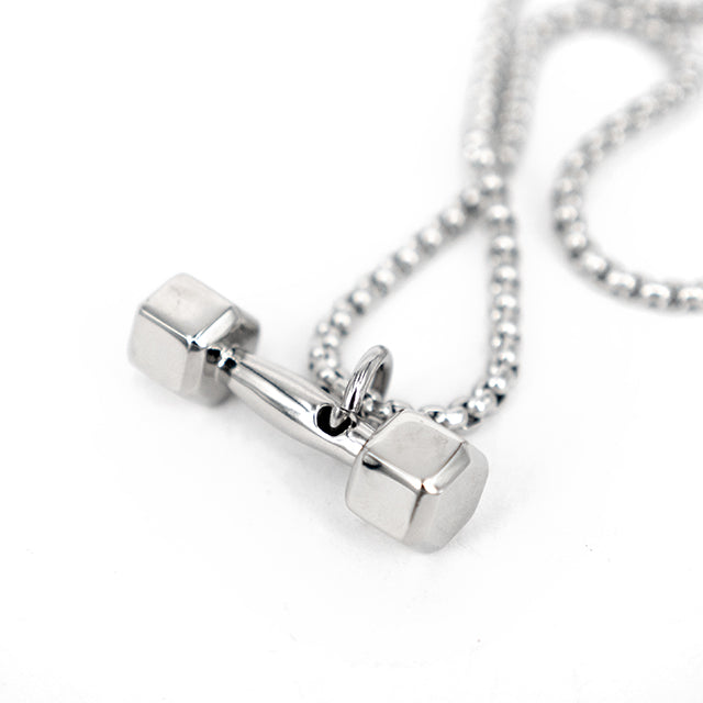 Fitness GYM Classic Dumbbell Stainless Steel Necklace