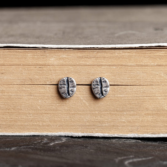 Silver Coffee Bean Stud Earring