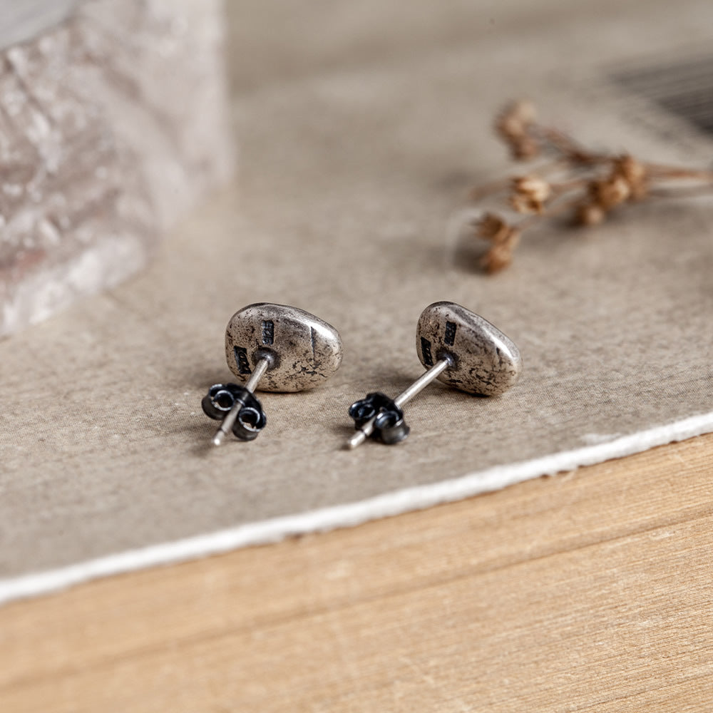 Silver Coffee Bean Stud Earring