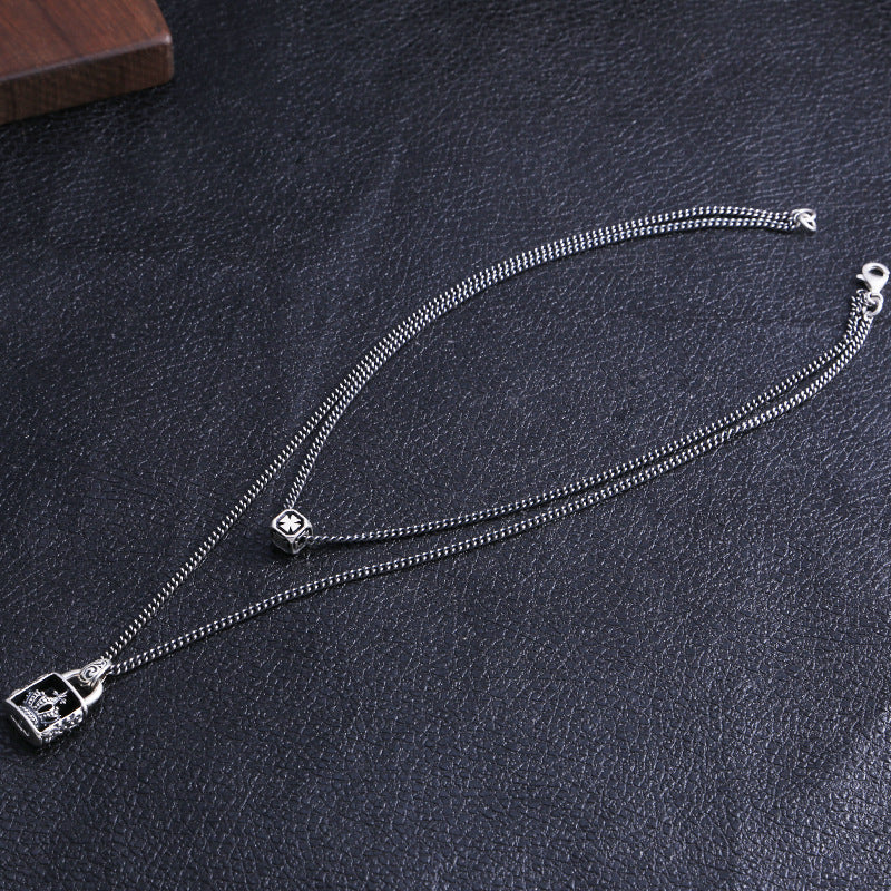 Gothic Cross Crown Layered Necklace