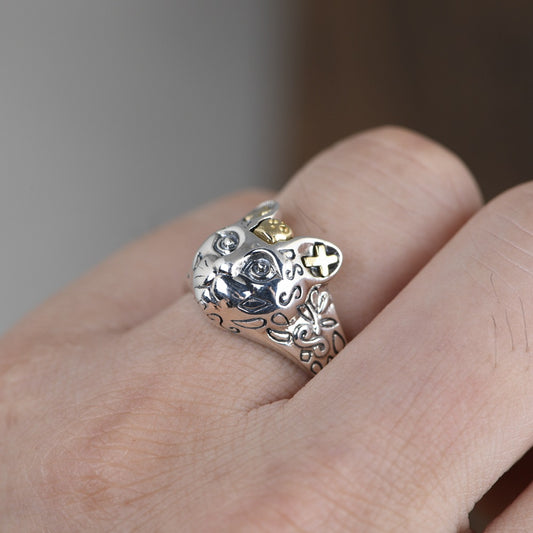 Silver Cat Gothic Ring