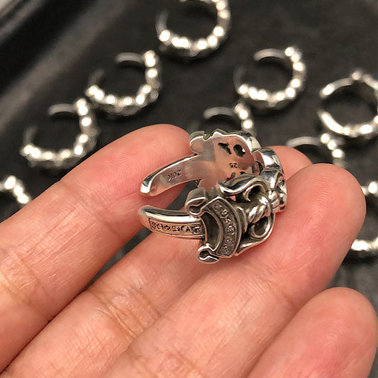 Double Dagger Ring, Gothic Ring 7/8/9 US