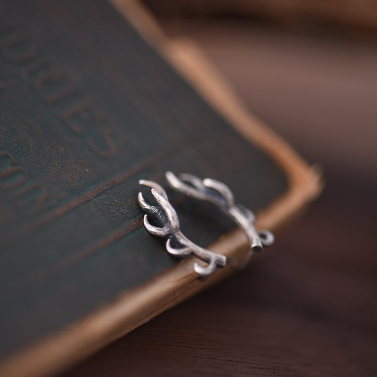 Silver Antlers Deer Horn Earrings