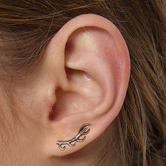 Silver Antlers Deer Horn Earrings