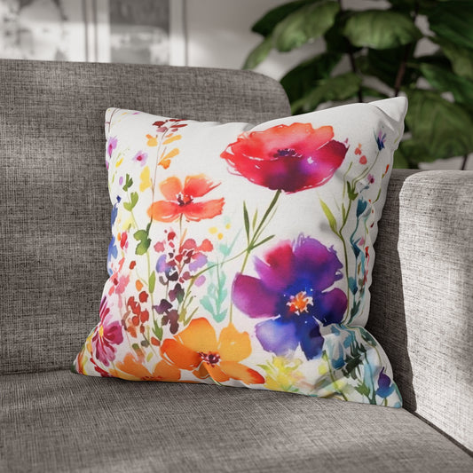 Watercolor Wildflowers Throw Pillow cover (1)