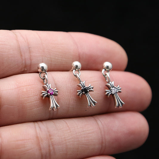 Mini Cross with CZ Stud Earrings