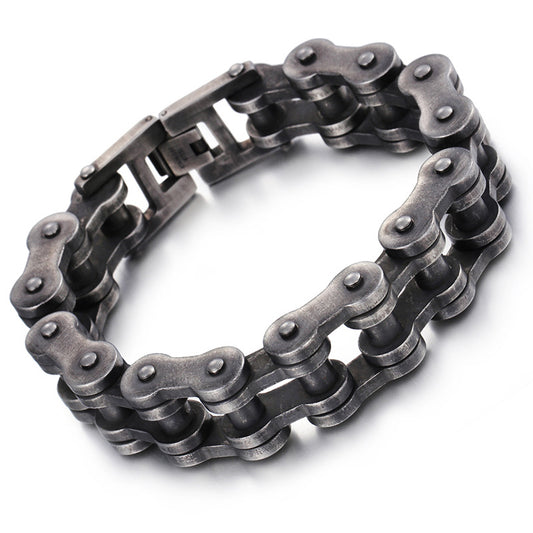 Bike Chain Bracelet Oxidized Dark Stainless Steel Bracelet