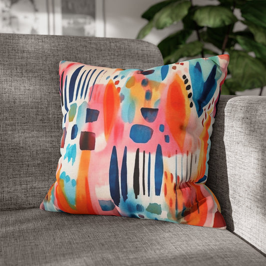 Boho Abstract Floral Throw Pillow Cover (04)