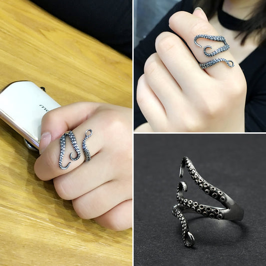 Octopus Ring 925 Sterling Silver Adjustable Tentacles Statement Ring