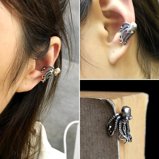 Kraken Octopus Ear Cuff 925 Sterling Silver Unisex Octopus Tentacle Earring