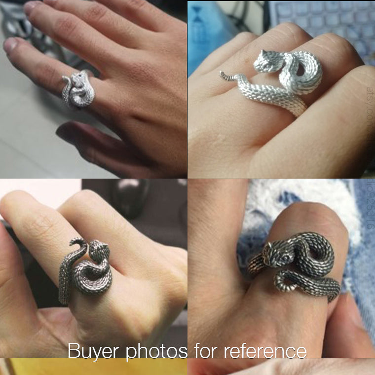Babe Viper Snake Ring, Rattlesnake Silver Ring
