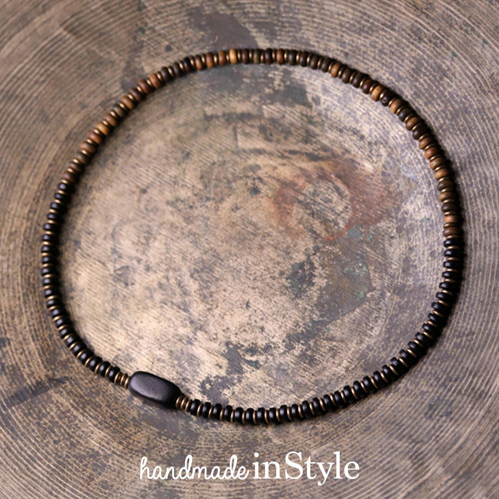 Ebony Beads X Brass Beads Wrap Bracelet