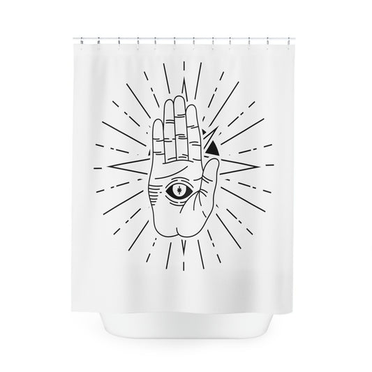 Boho Hand with Eye Line Art Shower Curtain