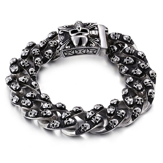 Skull Link Chain Stainless Steel Bracelet