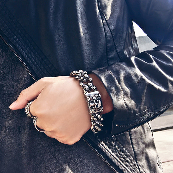 Skull Link Chain Stainless Steel Bracelet