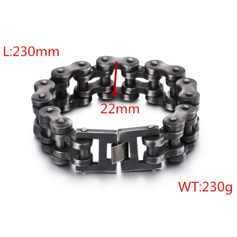 Bike Chain Bracelet Oxidized Dark Stainless Steel Bracelet