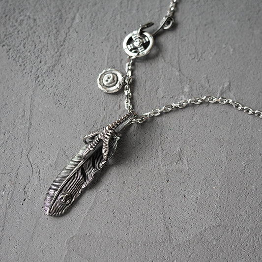 Stainless Steel Eagle Claw Feather Pendants Necklace