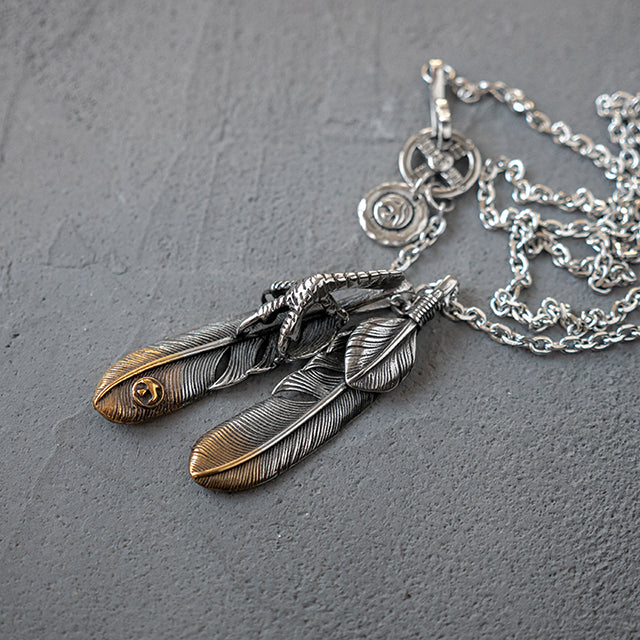 Stainless Steel Claw Feather Pendants Necklace Set