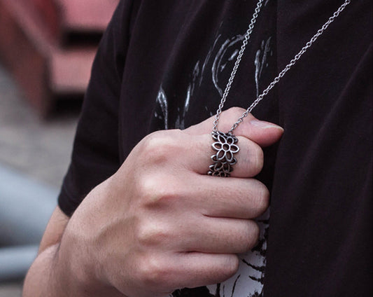 Hollow Cut Floral Ring Flower Ring 316 Stainless Steel, Gothic, Punk, Rock Ring