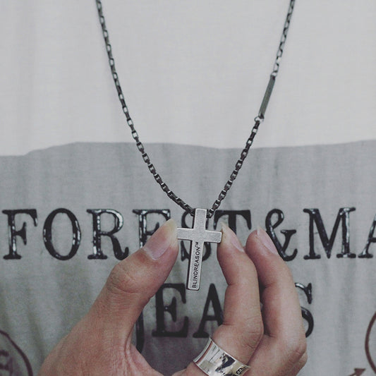 Stainless Steel Cross Pendant Antique Finished Necklace