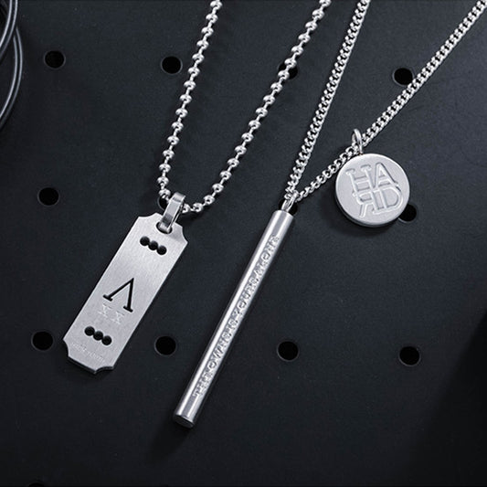 Minimalist Razor Tag Bar Elements Stainless Steel Necklace KPOP TikTok Style
