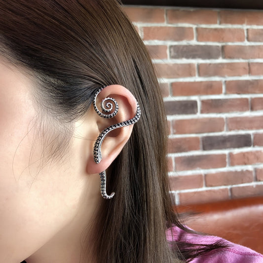 Octopus Solid 925 Sterling Silver Unisex Earring Ear Wrap Ear Cuff Unisex