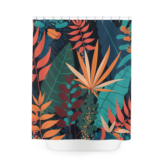 Boho Tropical Leaves Shower Curtain (2)