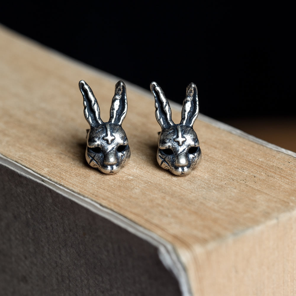 Silver Rabbit Cross Stud Earring Punk Rock Earring