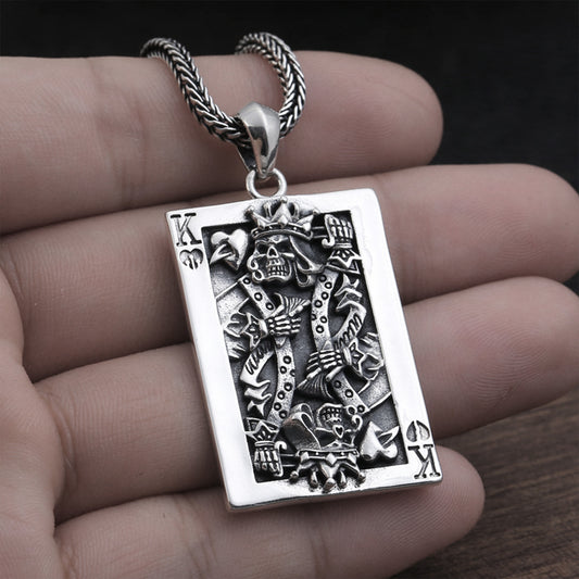 King of Hearts Skull King Broken Heart Poker Card Pendant