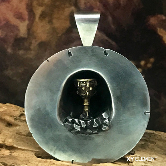 Jesus Christ and The Holy Grail Solid 925 Sterling Silver Pendant