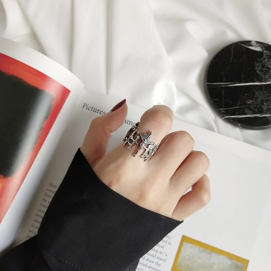 Silver Cross Ring, Cross Floral Ring, Pinky Ring, Gothic Ring, Boho Ring, Religious Jewelry, Religious Gift