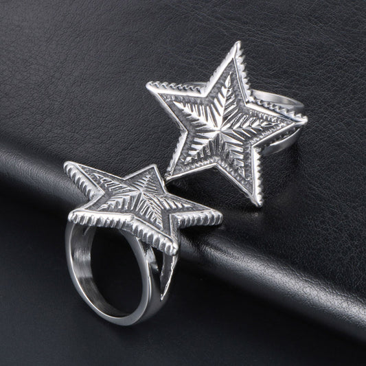 Stainless Steel Big Depp Star Ring