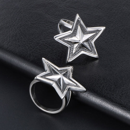 Stainless Steel Big Interlocking Star Ring