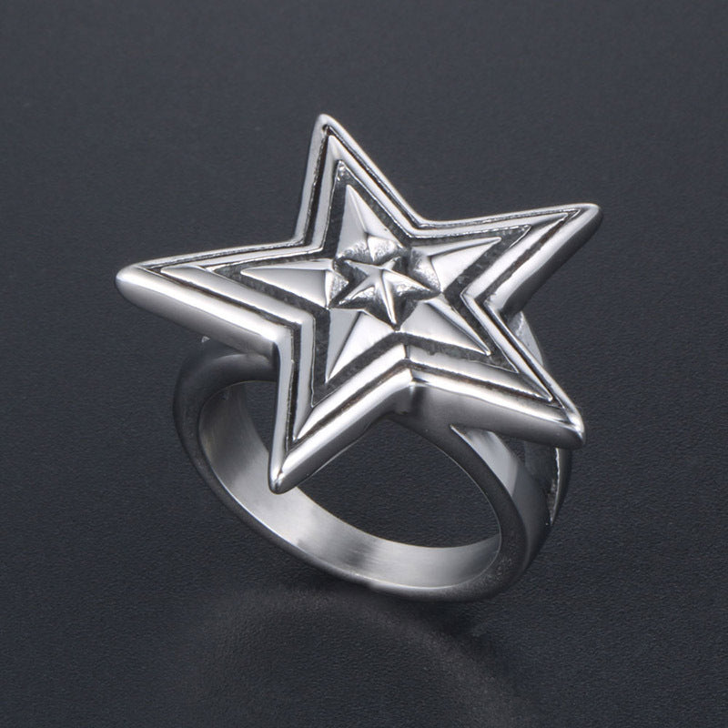 Star in Star Stainless Steel Ring