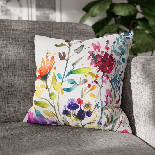 Watercolor Wildflowers Throw Pillow cover (2)