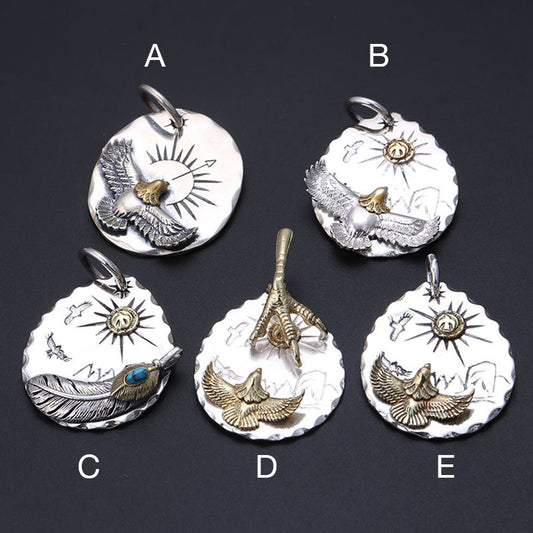 Silver Metal Pendant, Japanese Design, Native American Inspired