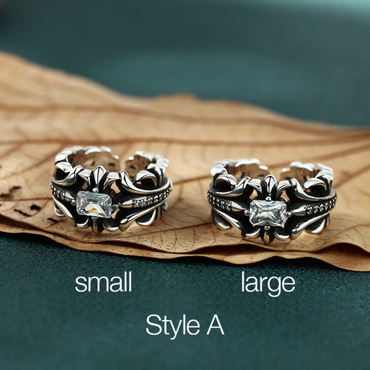 Floral CZ Silver Ring