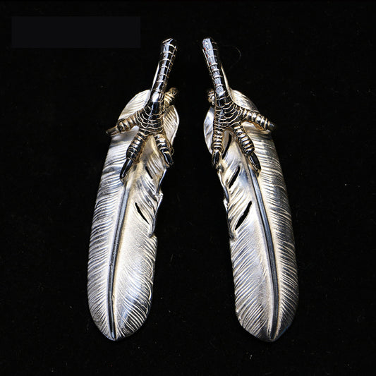 Feather with Claw Pendant, Japanese Design, Native American Inspired