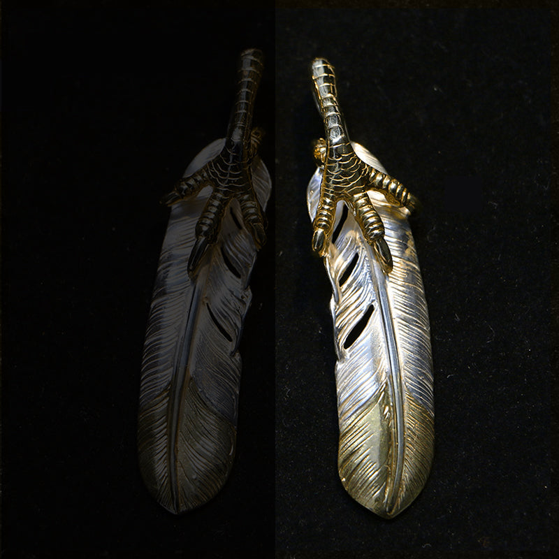 Feather with Claw Pendant, Japanese Design, Native American Inspired