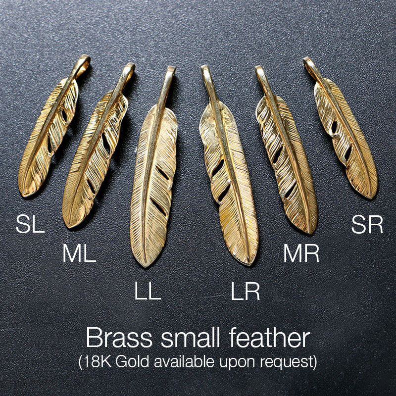 Silver Feather Brass Feather Charm, Japanese Design, Native American Inspired