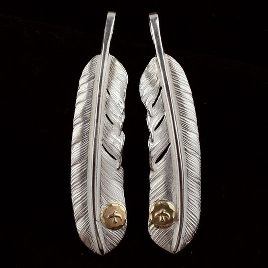 Feather with Bird Metal Rose Pendant, Japanese Design, Native American Inspired