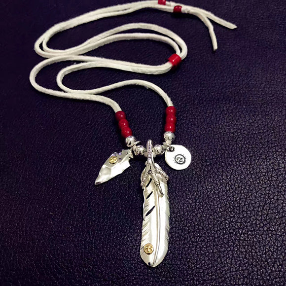 Claw Feather Arrowhead Metal Setup Necklace