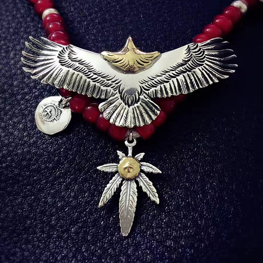 Goro's Style Native American Silver Eagle Necklace